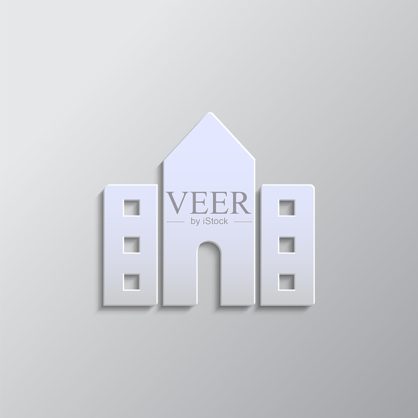 学校，建筑，大学论文风格，iocn。灰色矢量背景插画图片素材