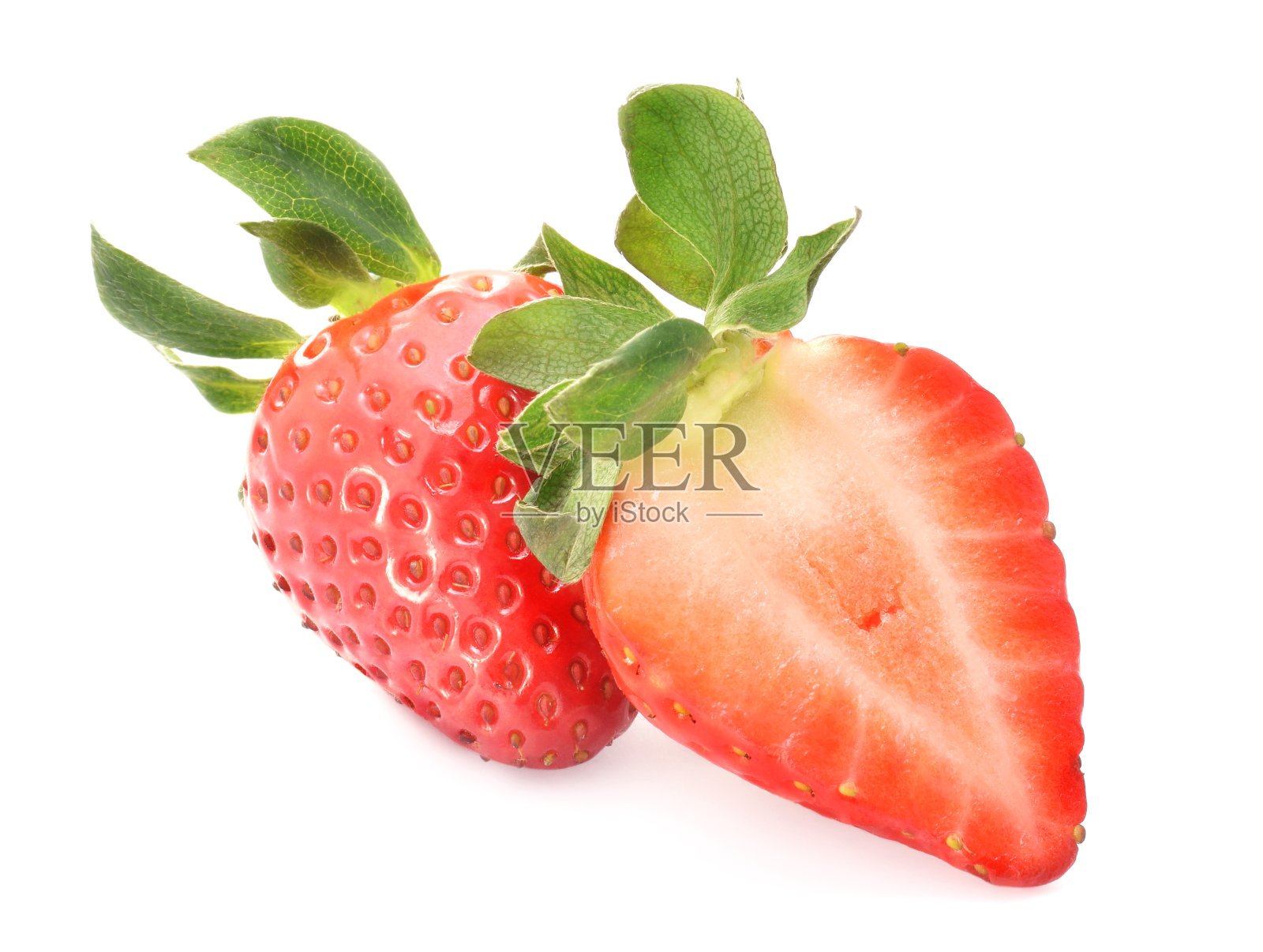 草莓半组孤立在白色上照片摄影图片