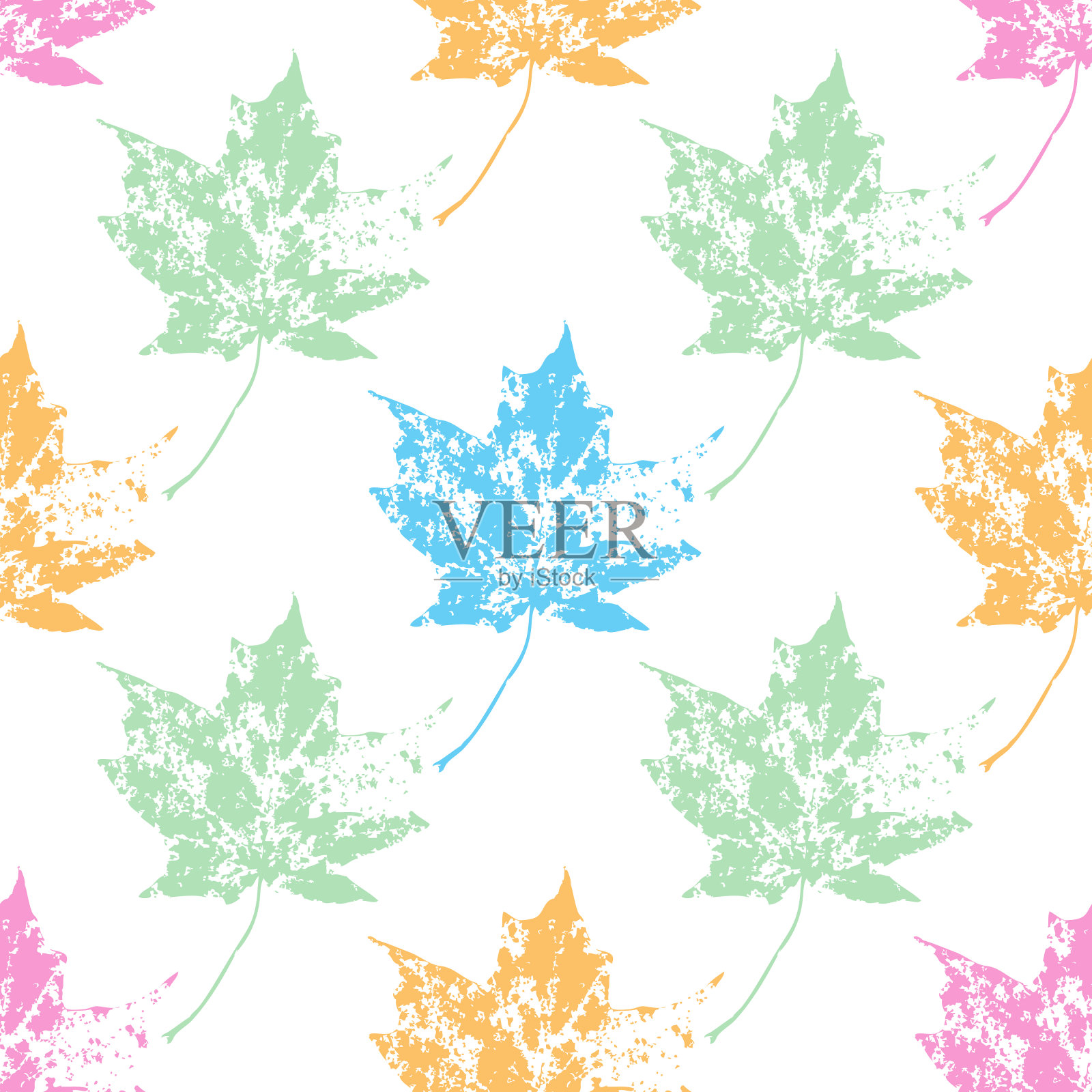 印有枫叶无缝图案背景。向量秋叶图案。面料质地。美丽的纹理背景。插画图片素材