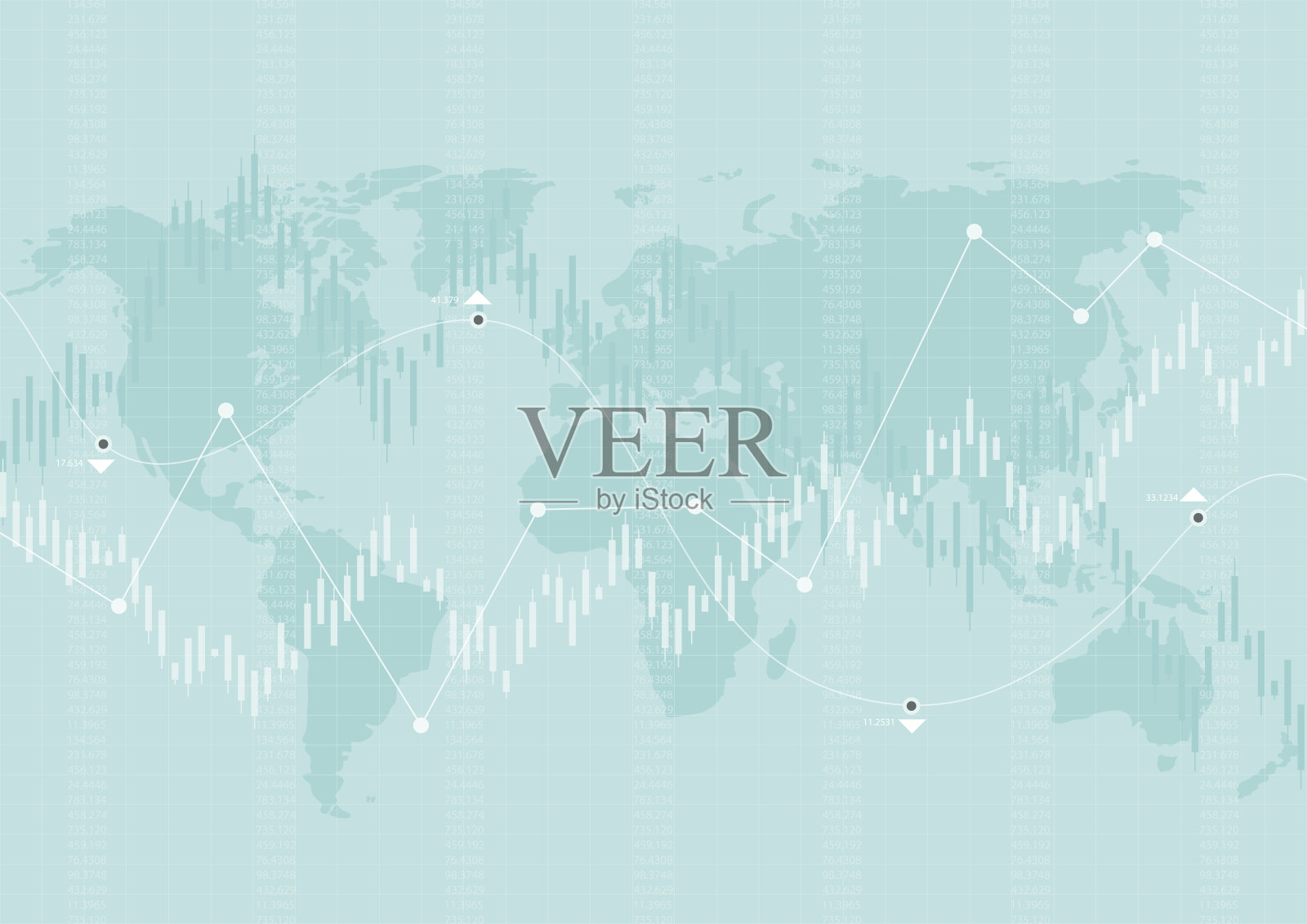 金融图用线性图表示，股票市场用直方图表示。抽象矢量背景。插画图片素材