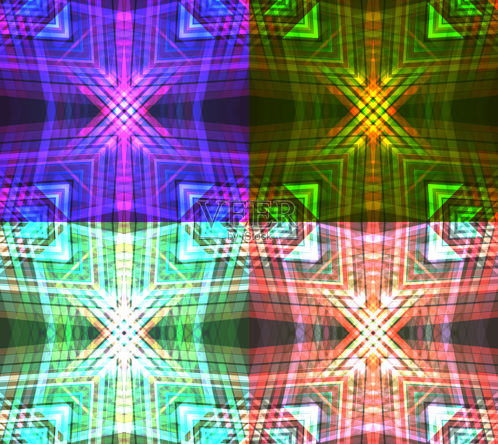 一组霓虹部落纹理。插画图片素材