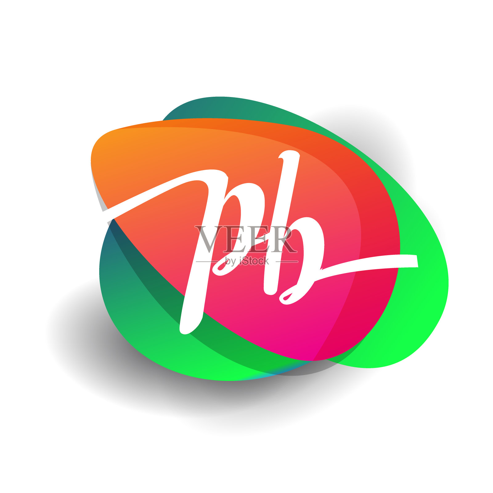 图标按钮与彩色飞溅和字母插画图片素材