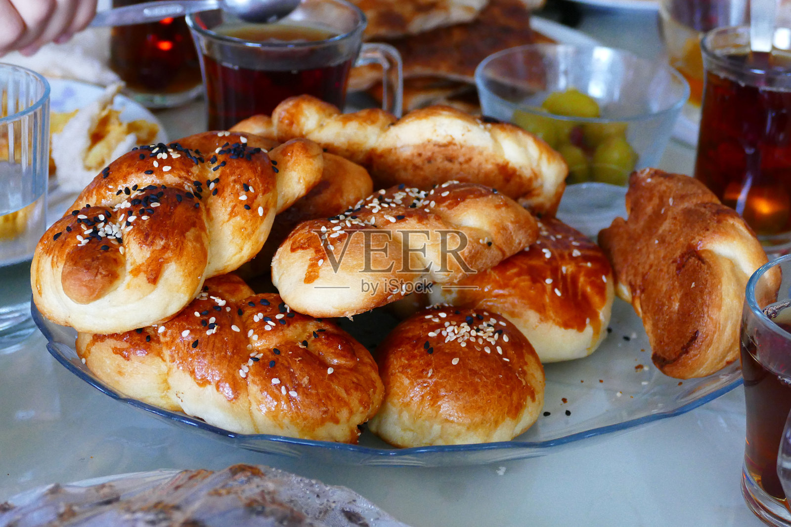 世界上的餐具，土耳其的早餐，照片摄影图片