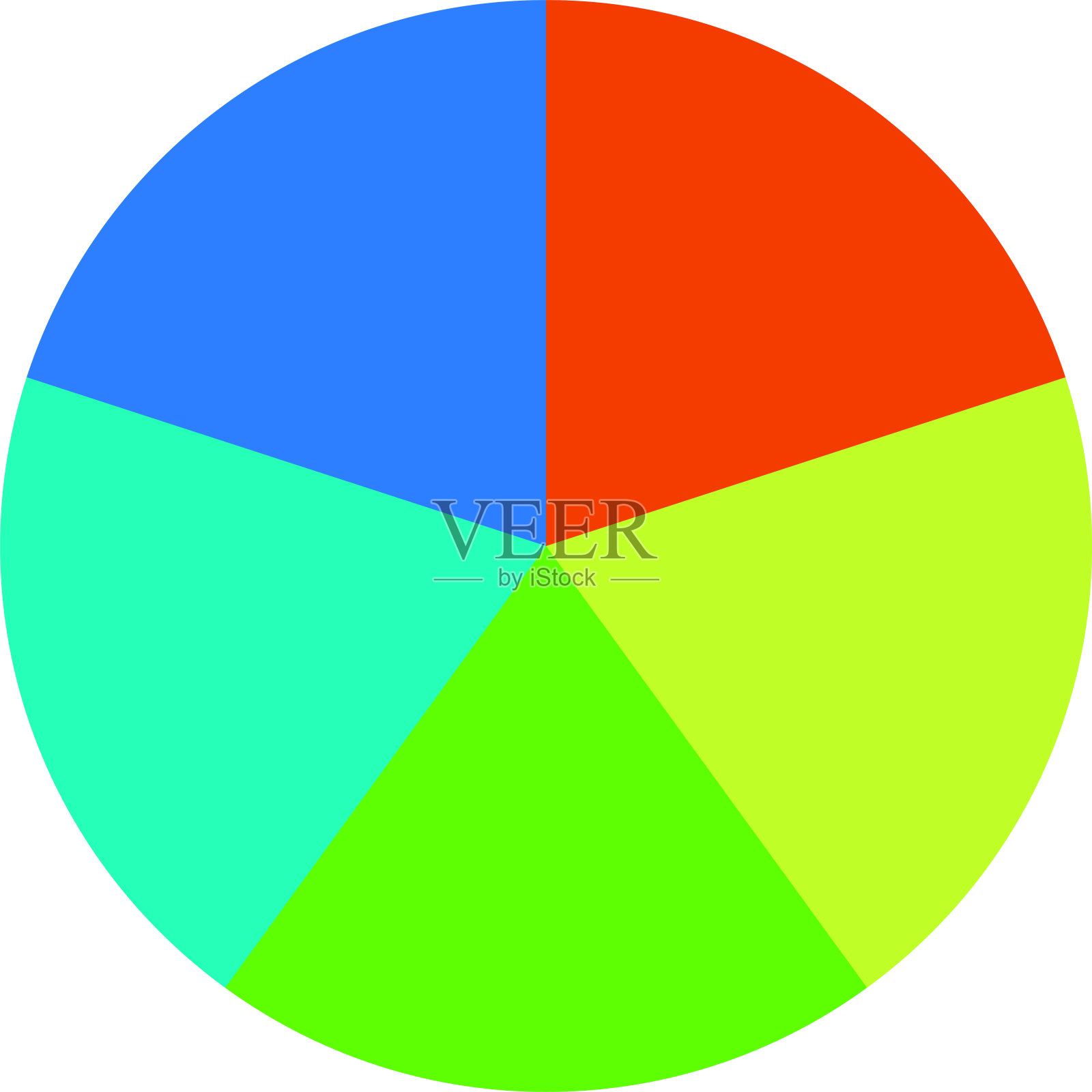 彩色饼图分为五种插画图片素材
