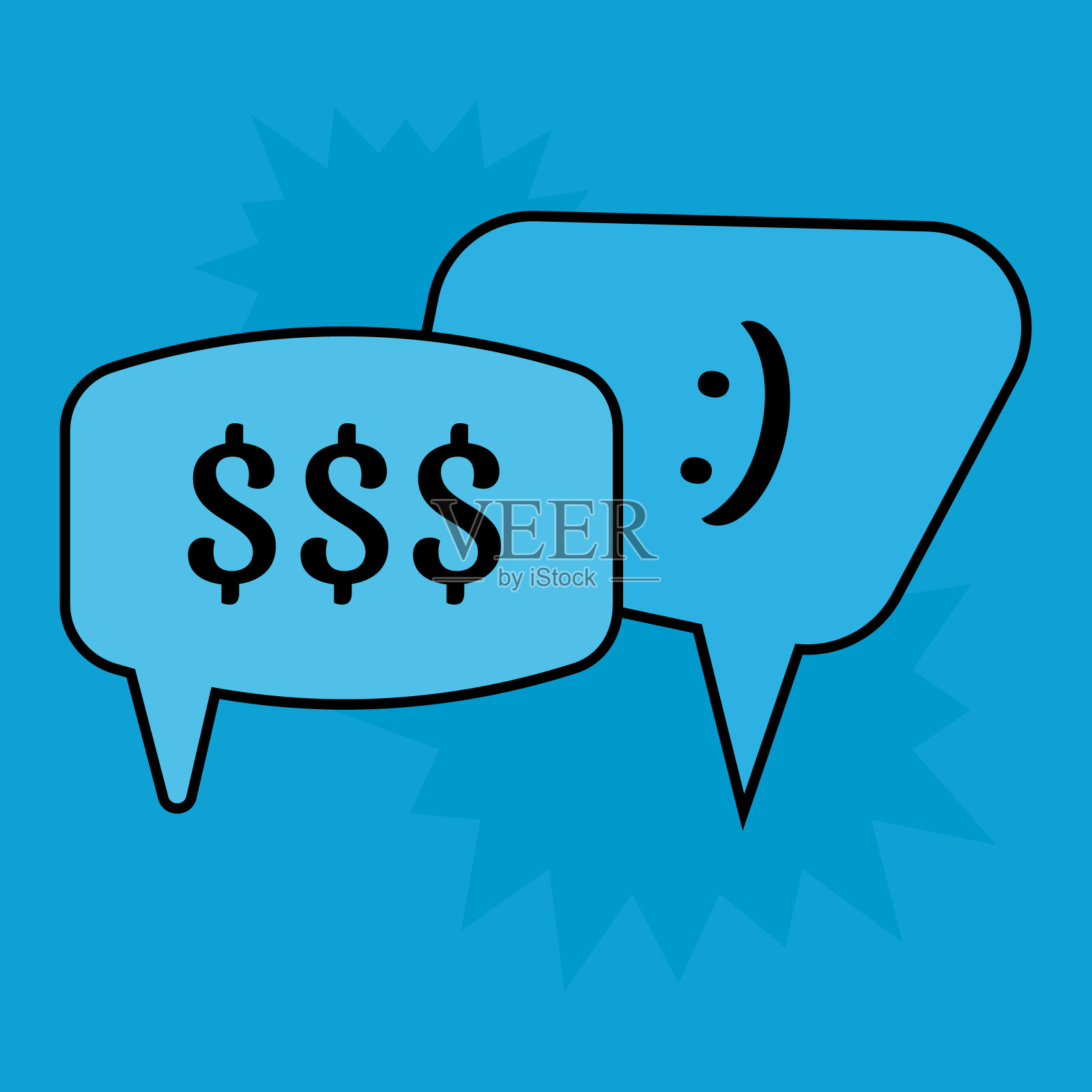 交流语音气泡在蓝色背景设计元素图片