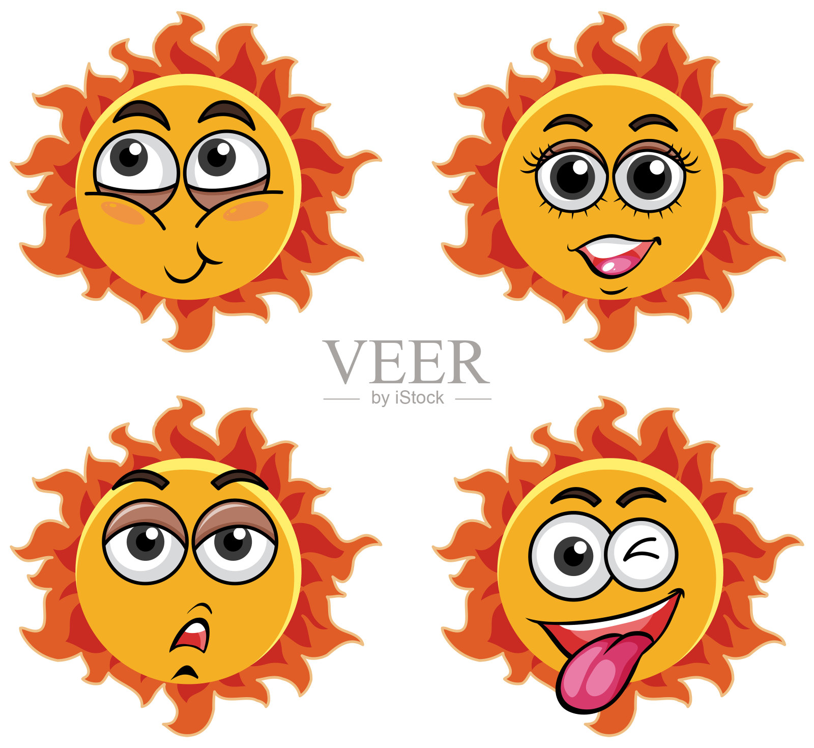 一套太阳表情脸设计元素图片