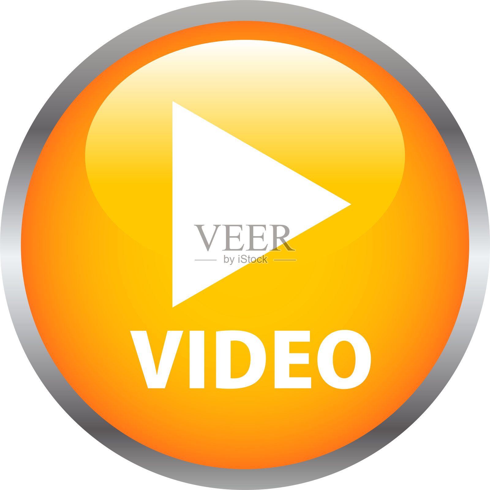 黄色闪亮的圆形按钮，带有视频标记设计元素图片