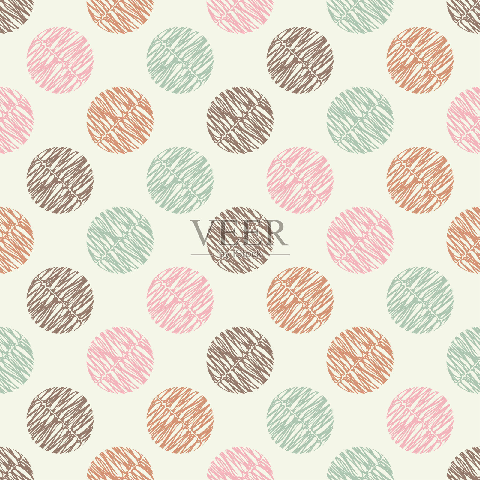 圆点无缝图案。手孵化。绘画。几何背景。潦草的纹理。Тextile融洽。插画图片素材