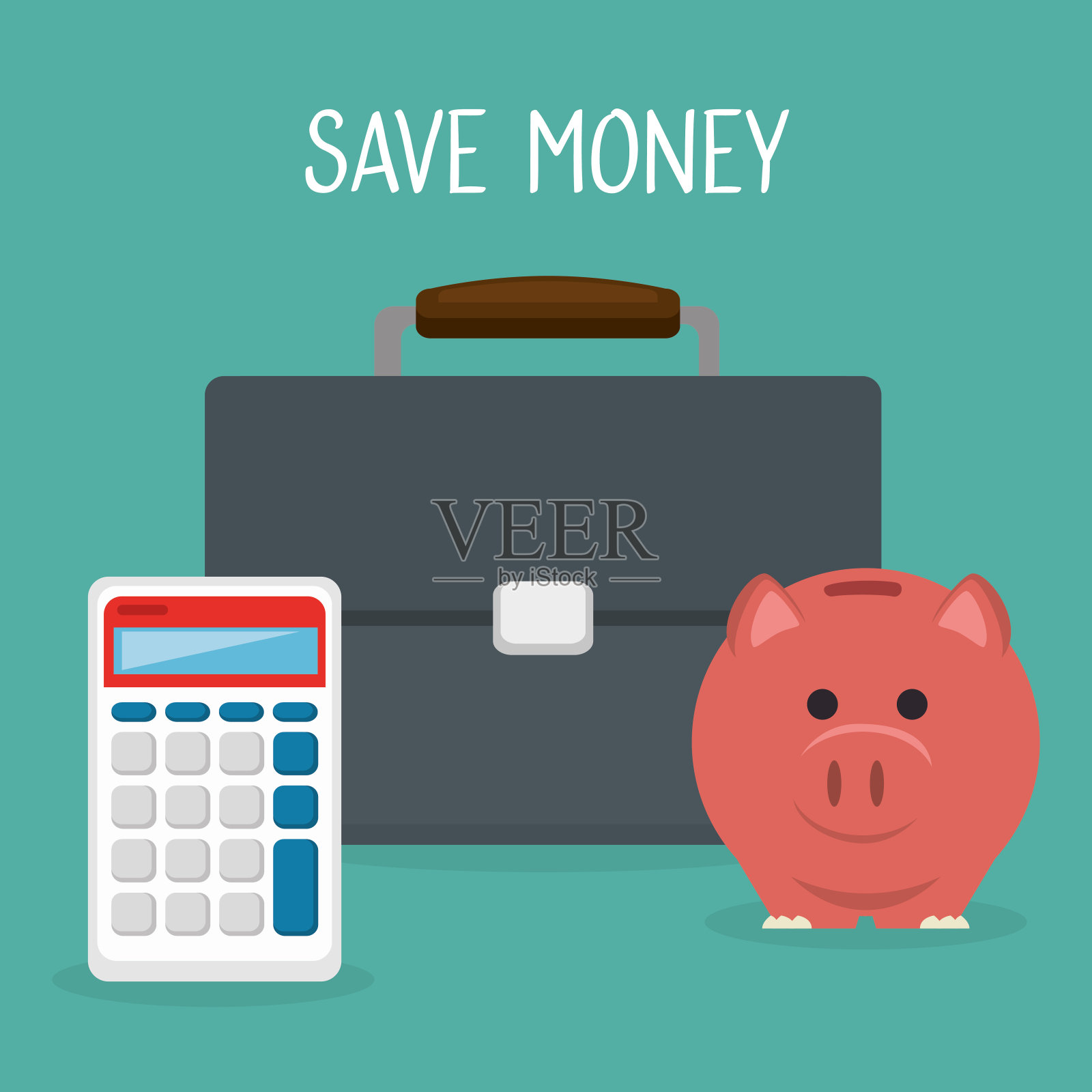 有计算器和零花钱的投资组合插画图片素材