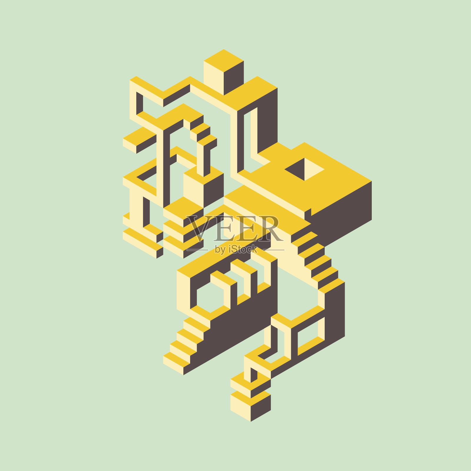 抽象的彩色等距背景装饰与几何形状插画图片素材