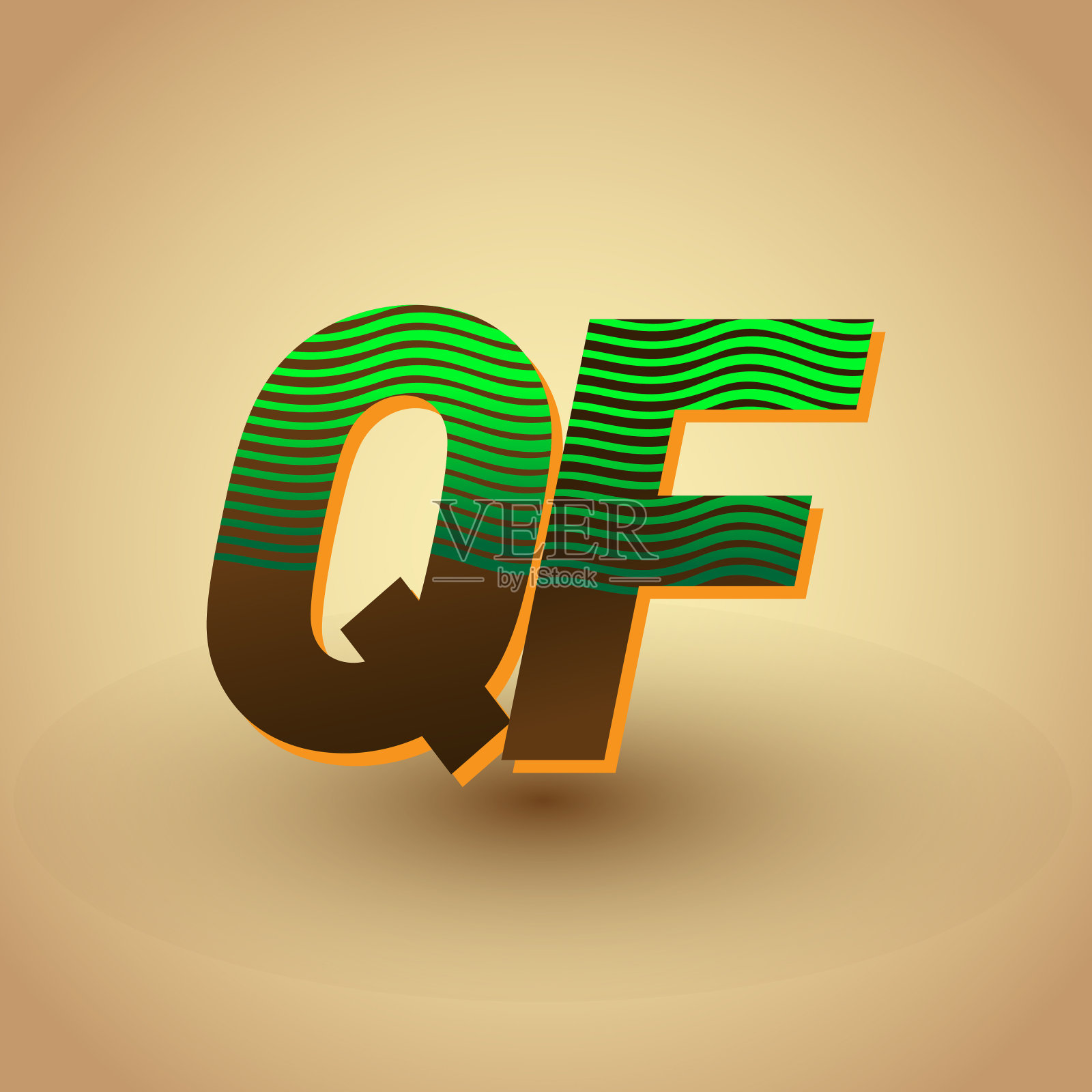 首字母标识的颜色绿色和棕色与条纹的组合设计元素图片