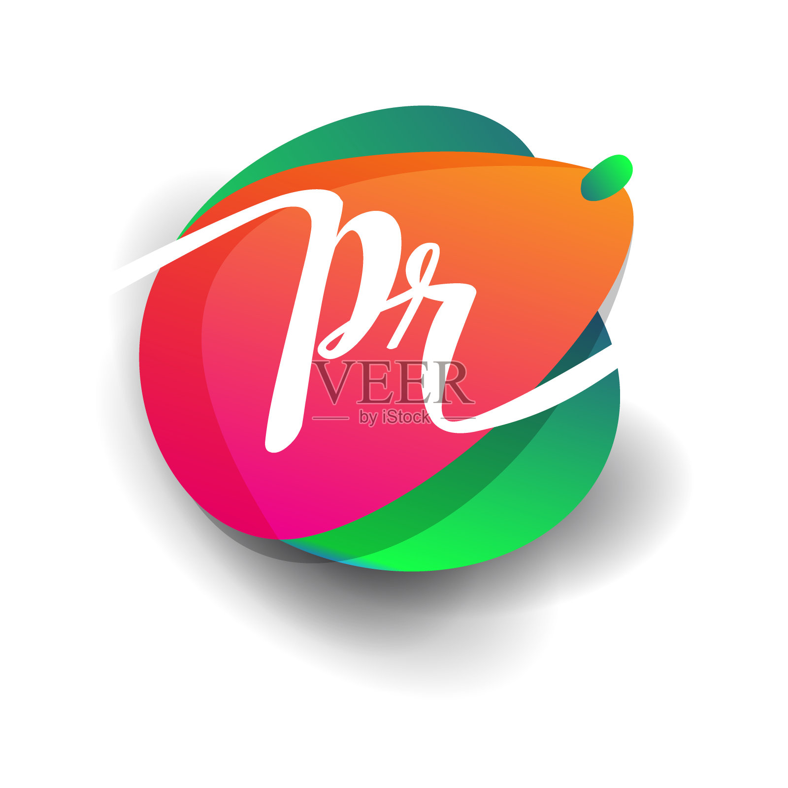 图标按钮与彩色飞溅和字母插画图片素材