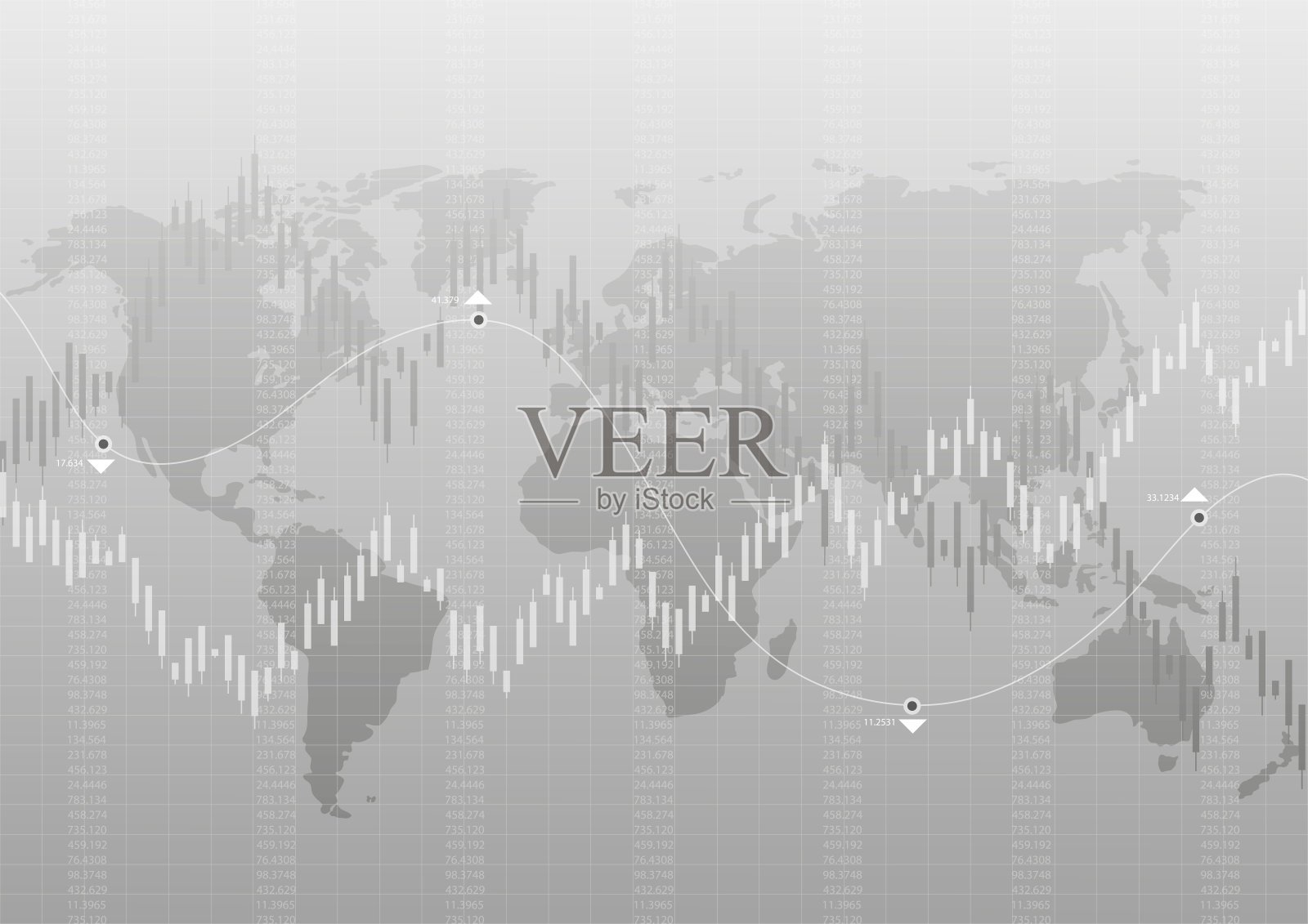 经济图表与股票市场图表。抽象矢量背景业务和财务概念和报告插画图片素材