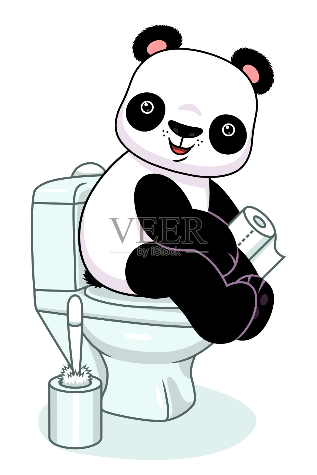 熊猫在厕所插画图片素材