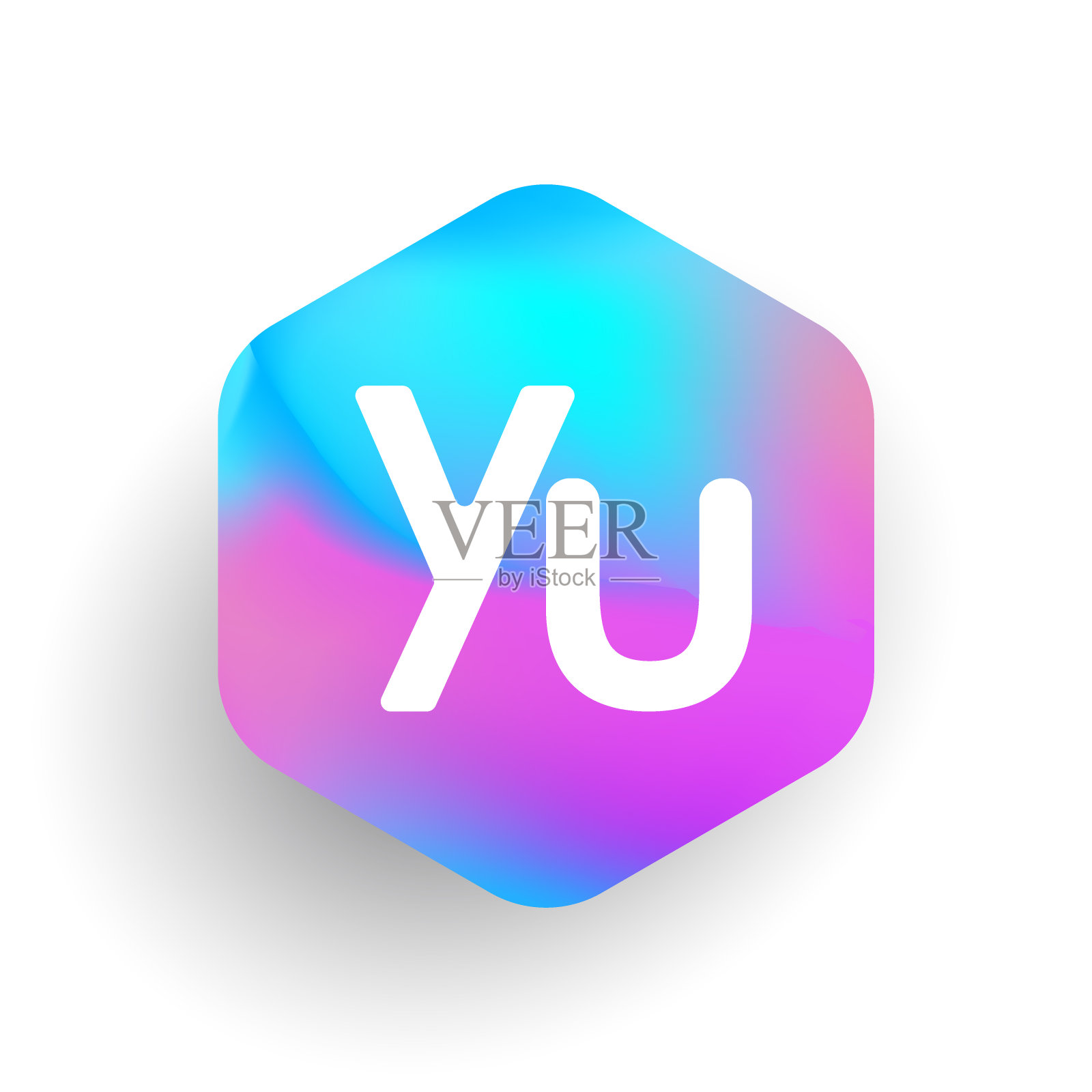 字形六边形和彩色背景插画图片素材