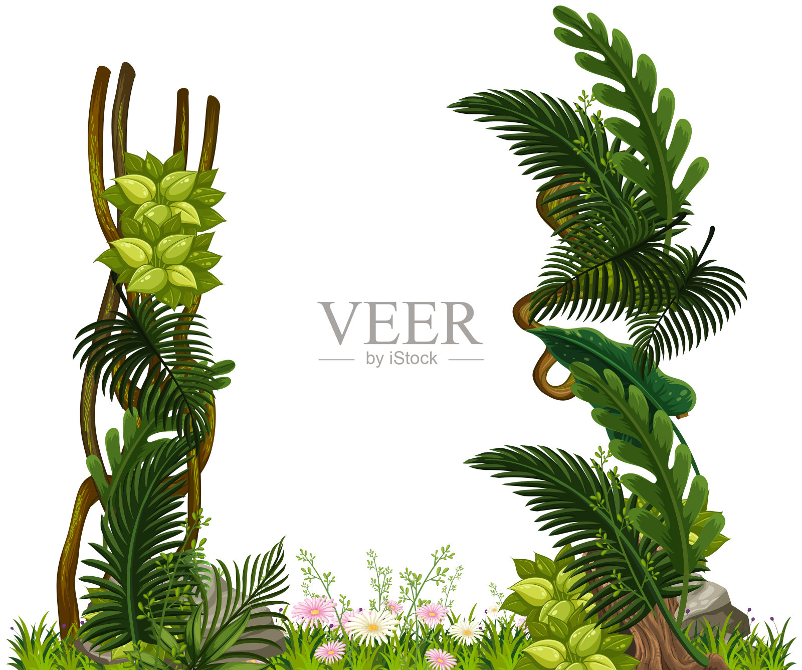 白色背景上的森林插画图片素材