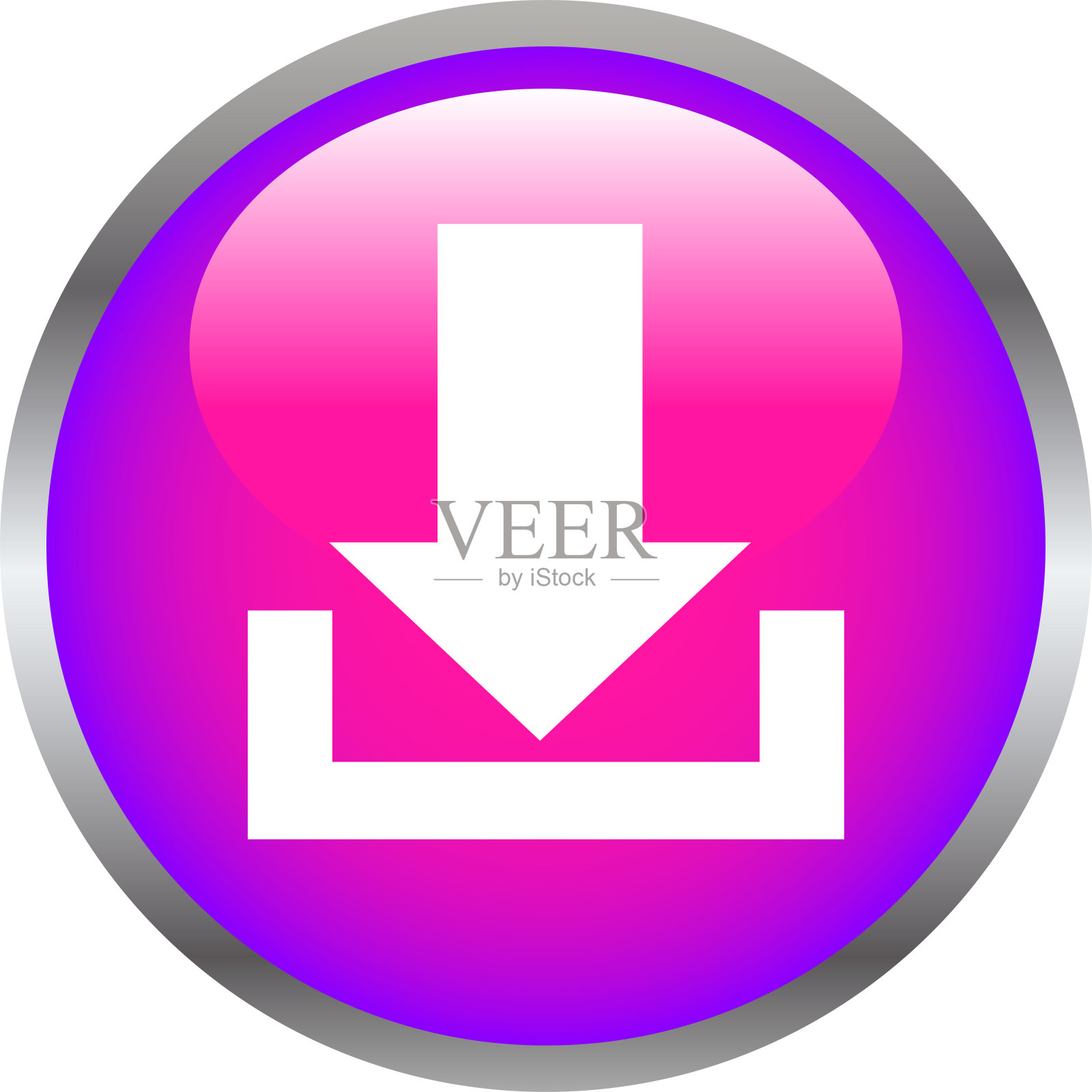 粉色闪亮的圆形按钮与下载标记设计元素图片