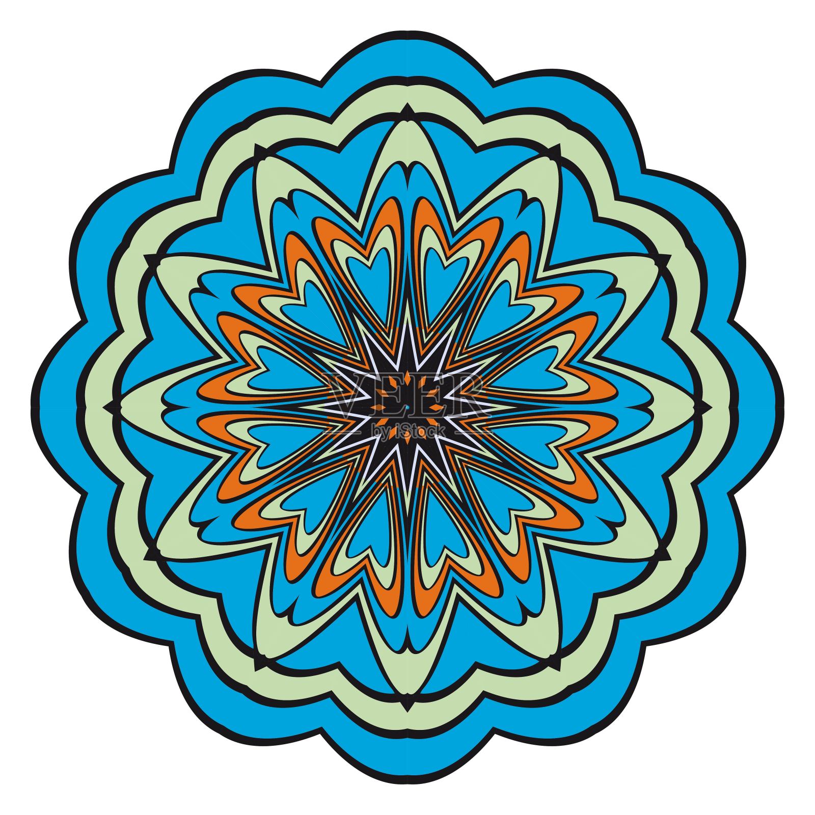 曼荼罗。创意抗压力花卉装饰。矢量图插画图片素材