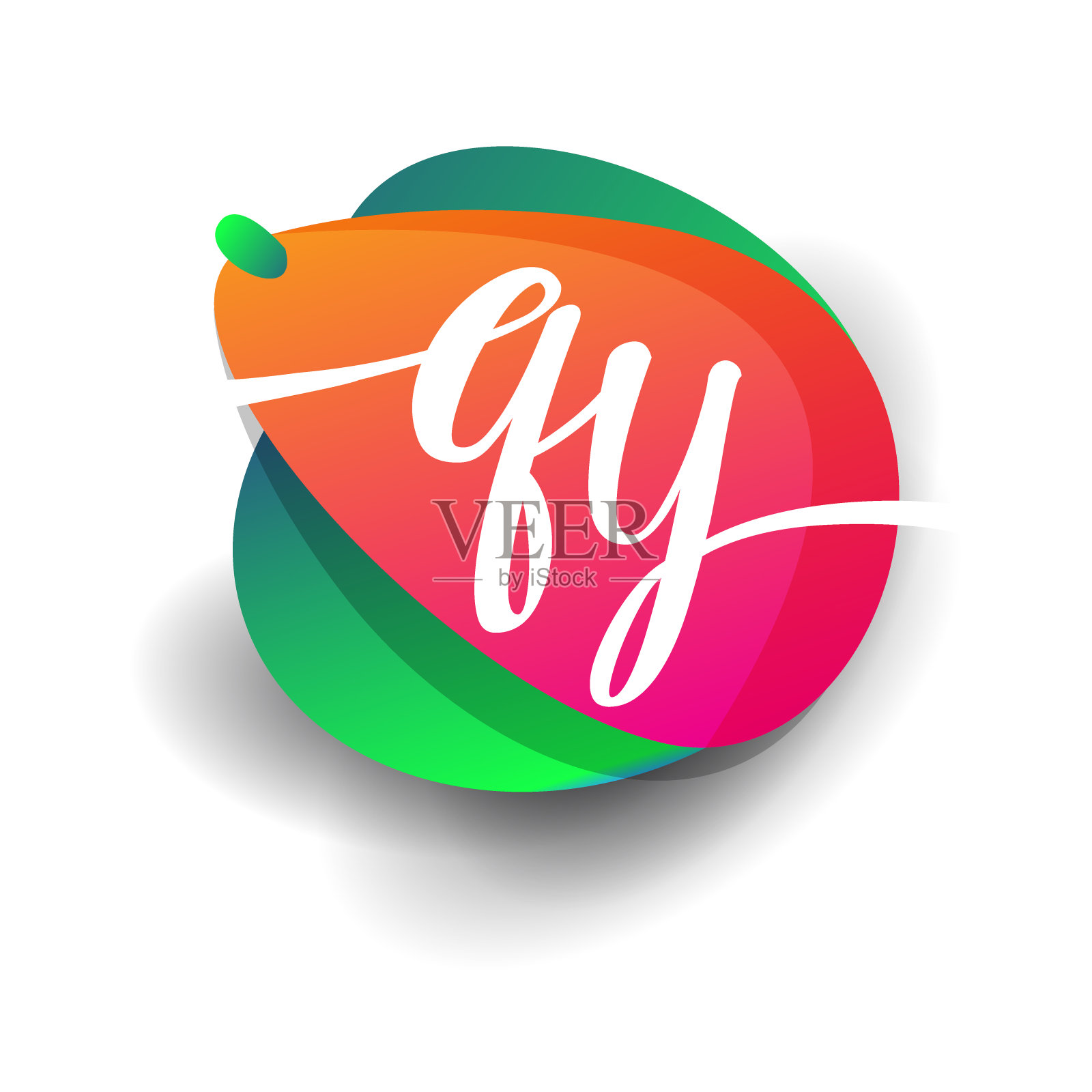 图标按钮与彩色飞溅和字母设计元素图片