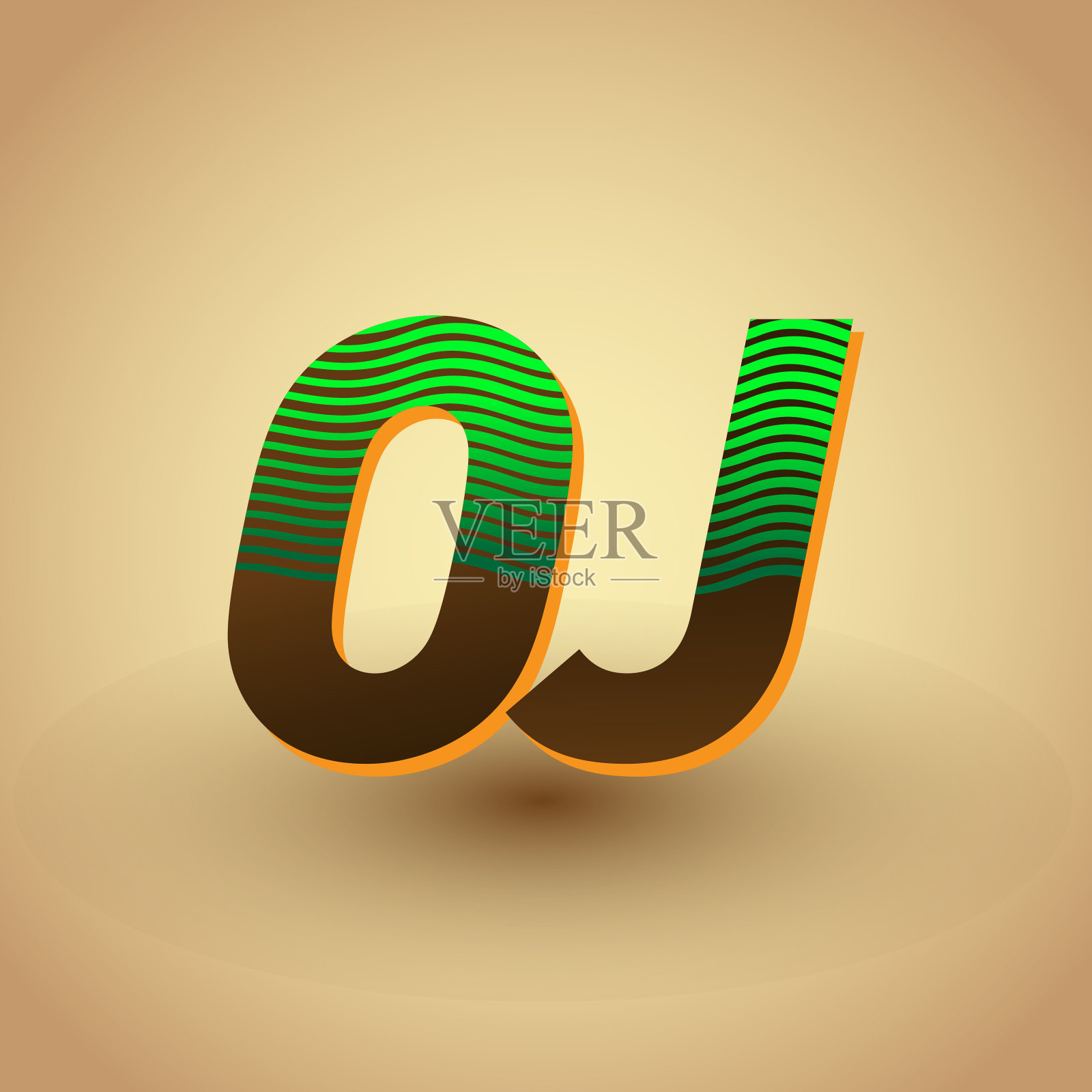 首字母标识的颜色绿色和棕色与条纹的组合插画图片素材