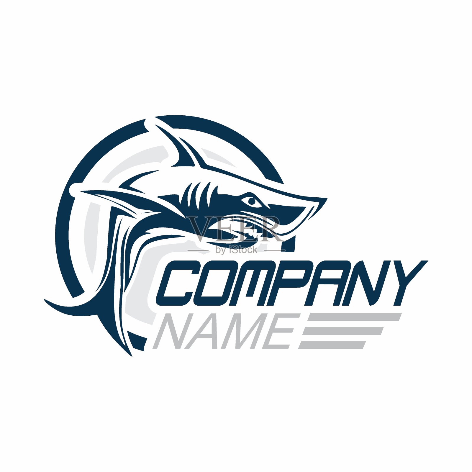 鲨鱼图标设计概念。现代运动鲨鱼向量插画图片素材