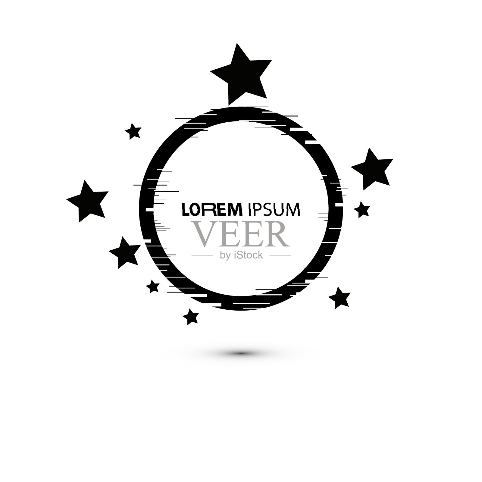 向量故障帧集。几何形状与扭曲效果和星星，辉光设计图形设计。矢量图设计元素图片