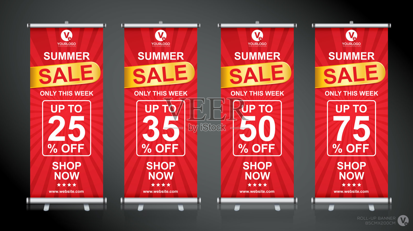 卷起横幅设计模板，抽象背景，拉起设计，x-横幅，矩形大小。设计模板素材