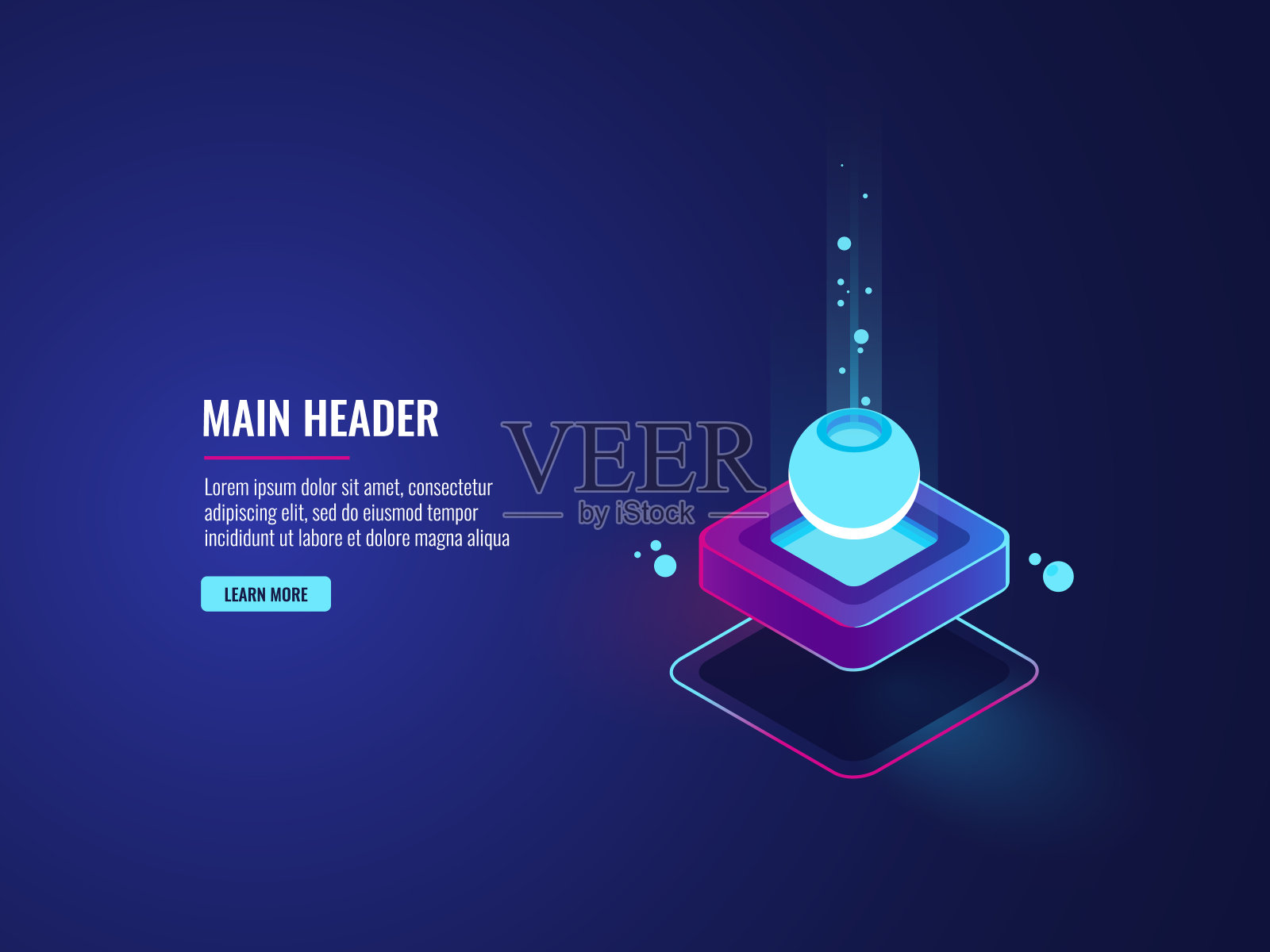 服务器室，数据流和大数据处理概念，云存储图标，未来数字技术暗霓虹插画图片素材