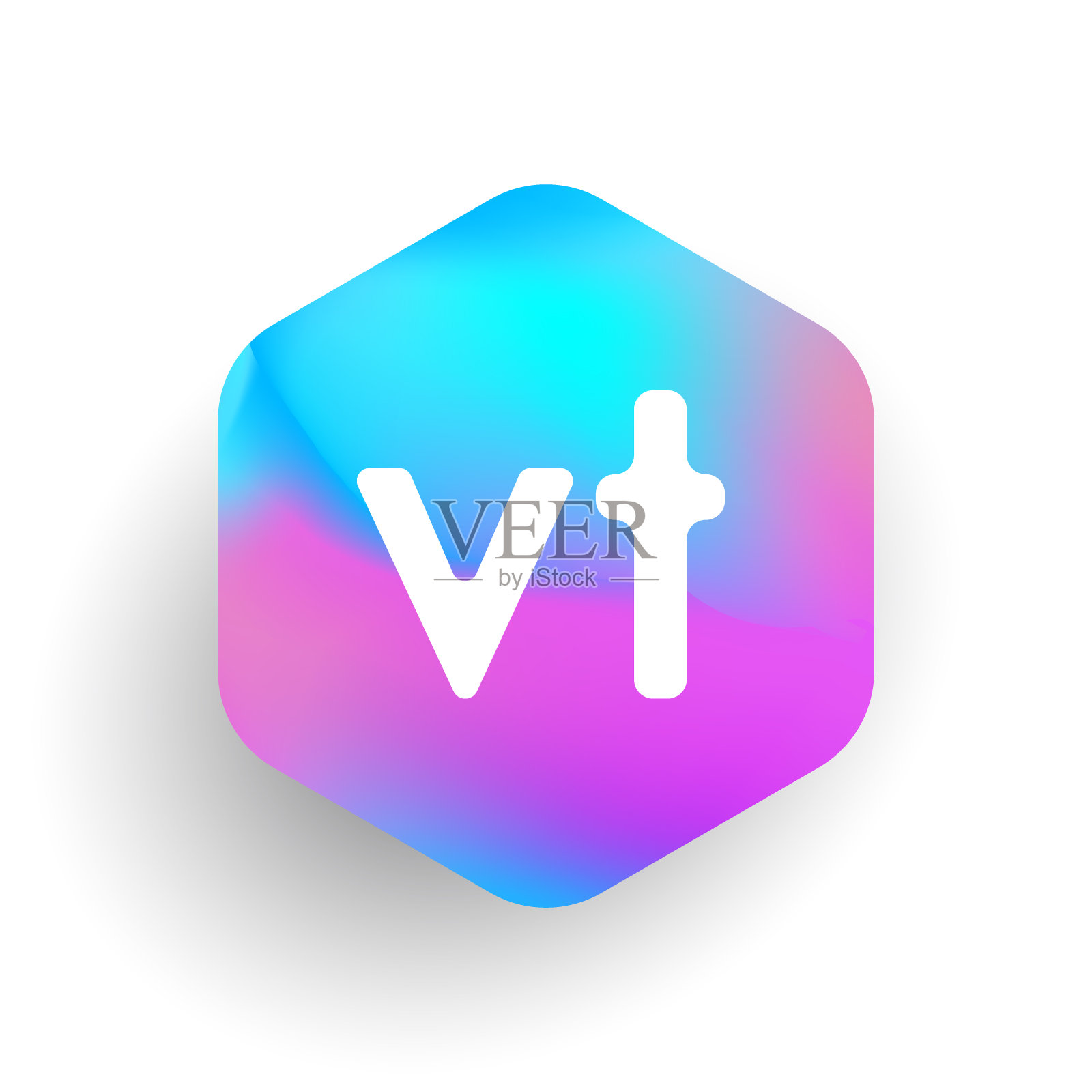 字形六边形和彩色背景设计元素图片