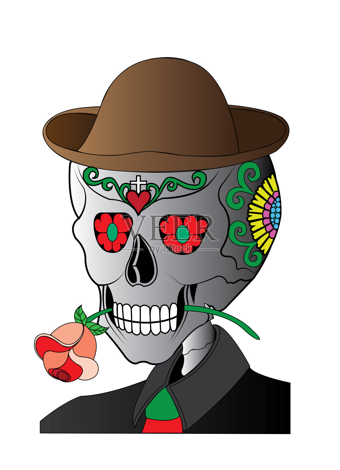 艺术骷髅节。插画图片素材