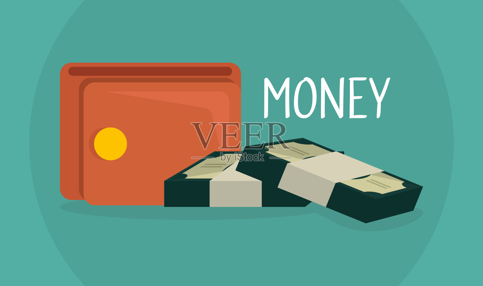 装钞票、美元的钱包插画图片素材