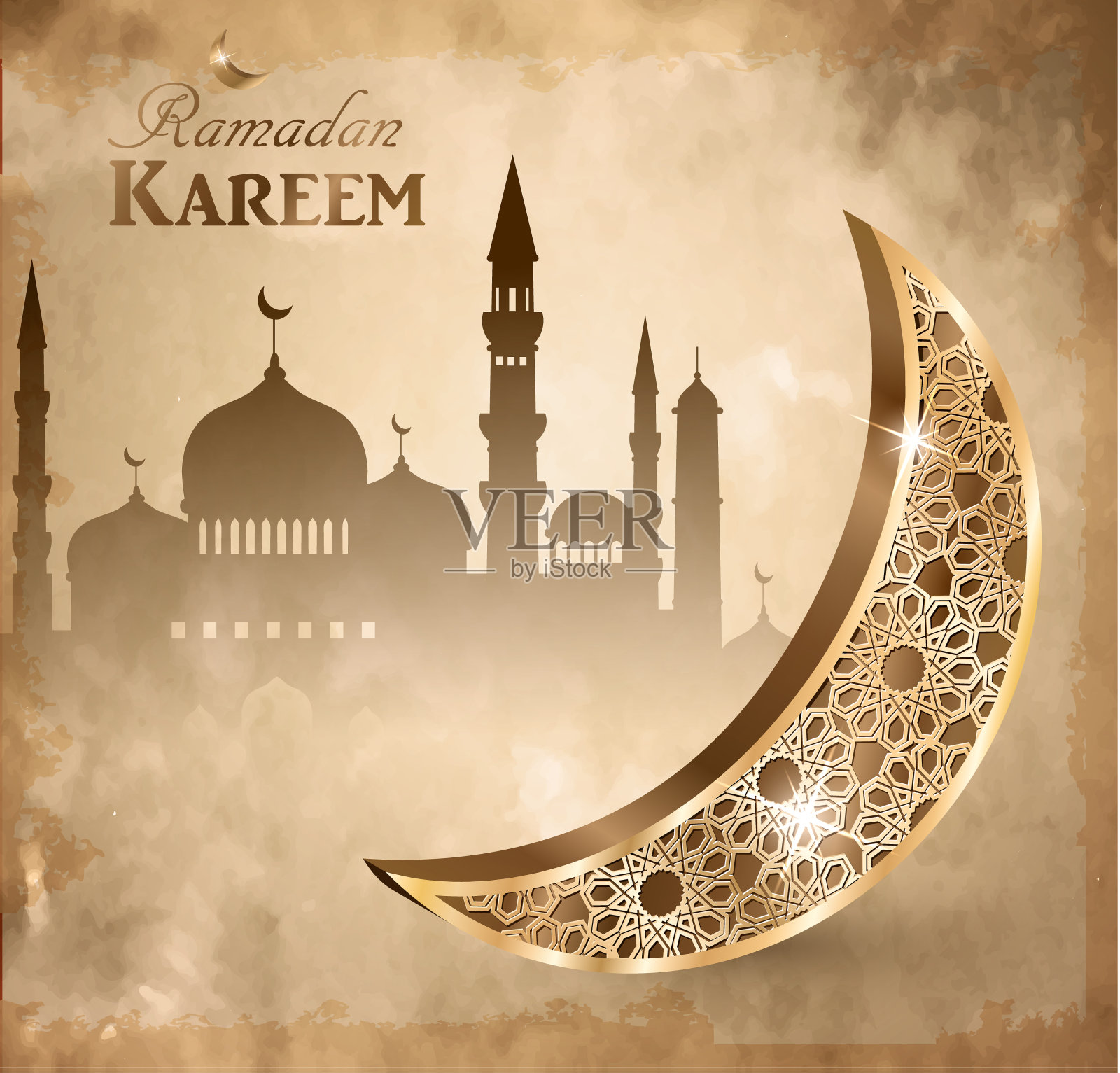 金色复古夜光灯插画图片素材