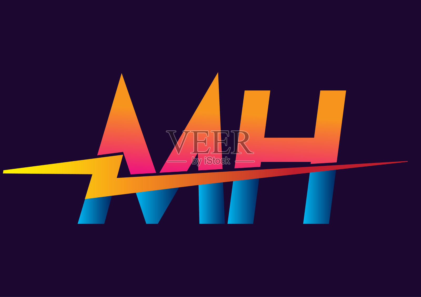 首字母图标与闪电插画图片素材