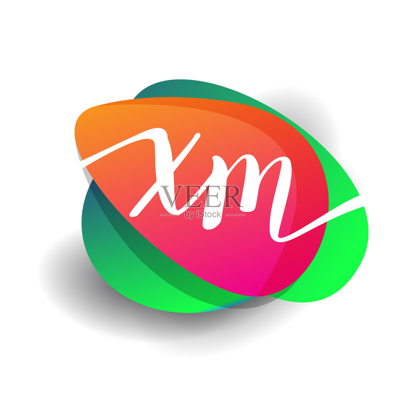 图标按钮与彩色飞溅和字母插画图片素材