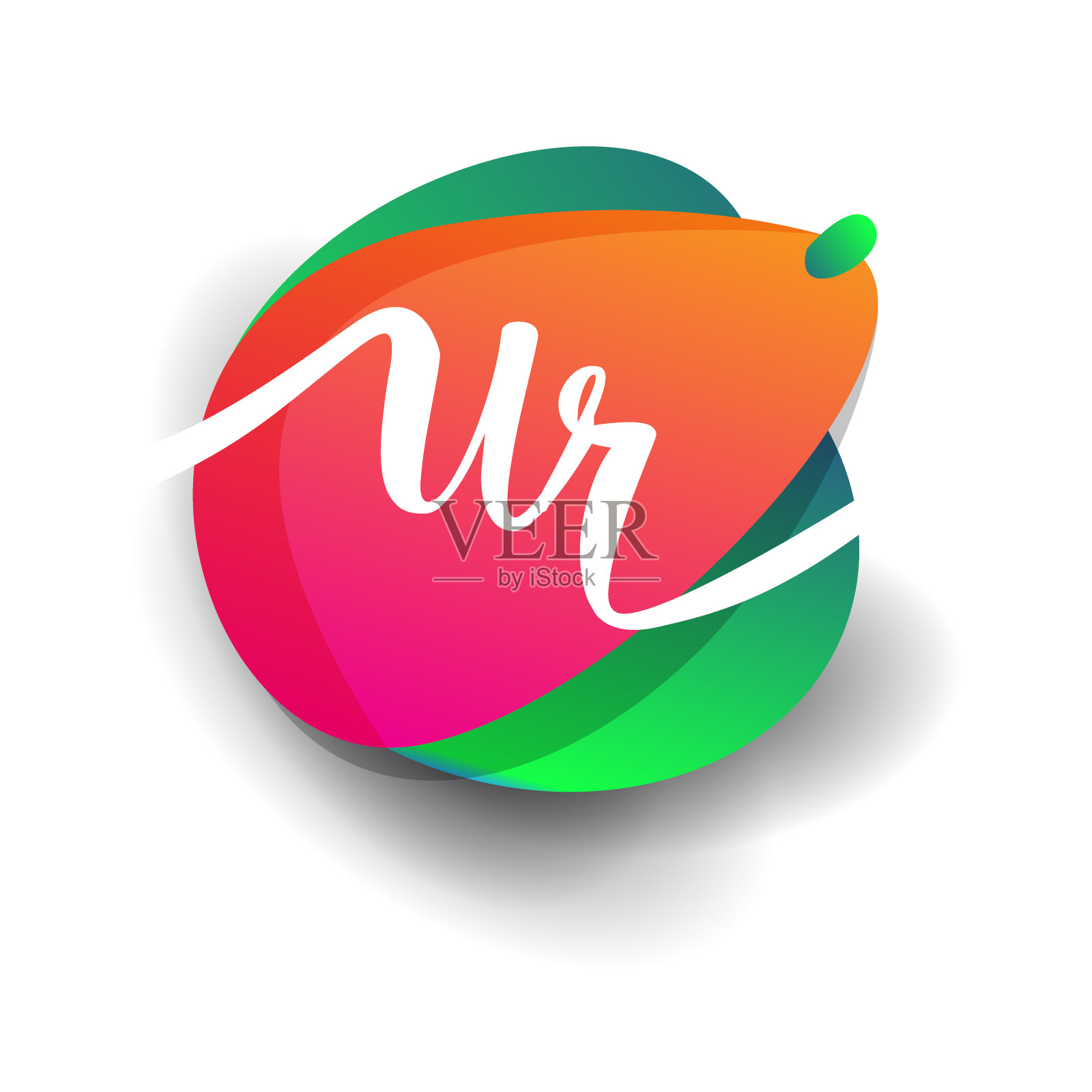 图标按钮与彩色飞溅和字母插画图片素材