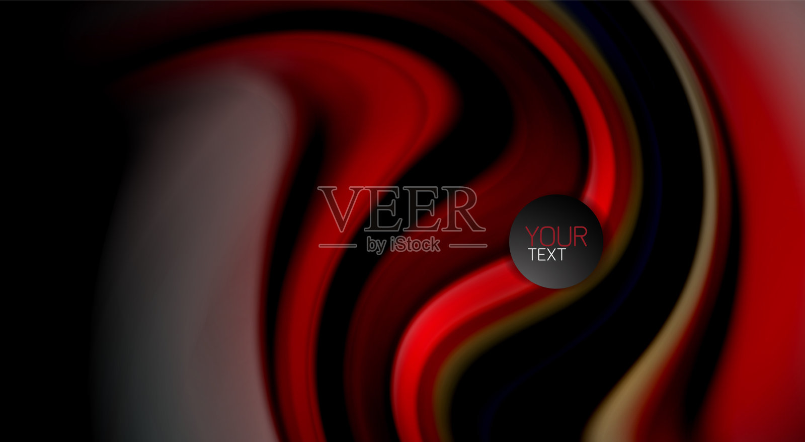 黑色背景上的流体彩虹颜色，矢量波线和漩涡插画图片素材