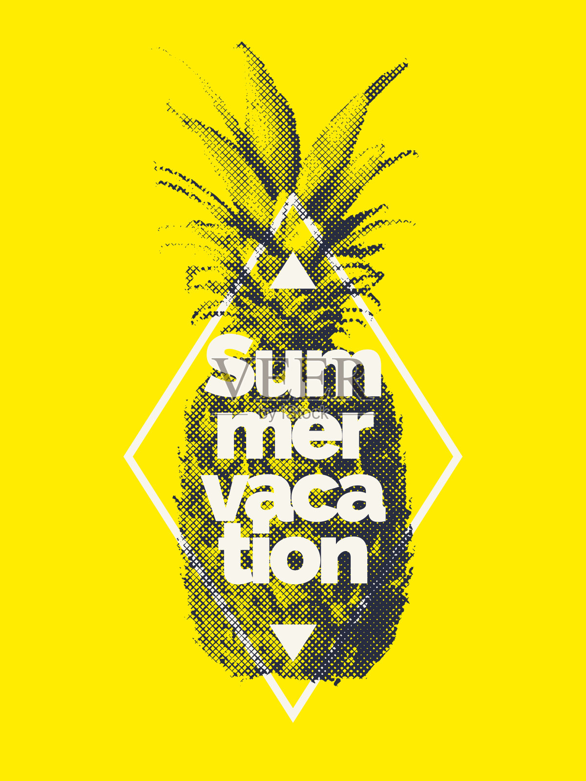 时尚现代海报与菠萝，暑假插画图片素材