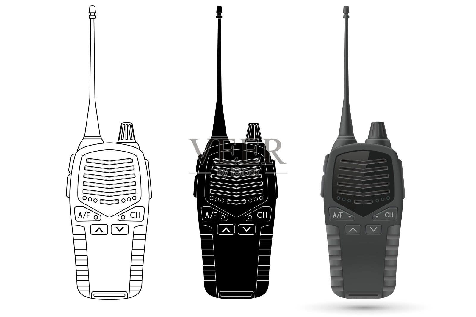带天线的无线电收发机插画图片素材