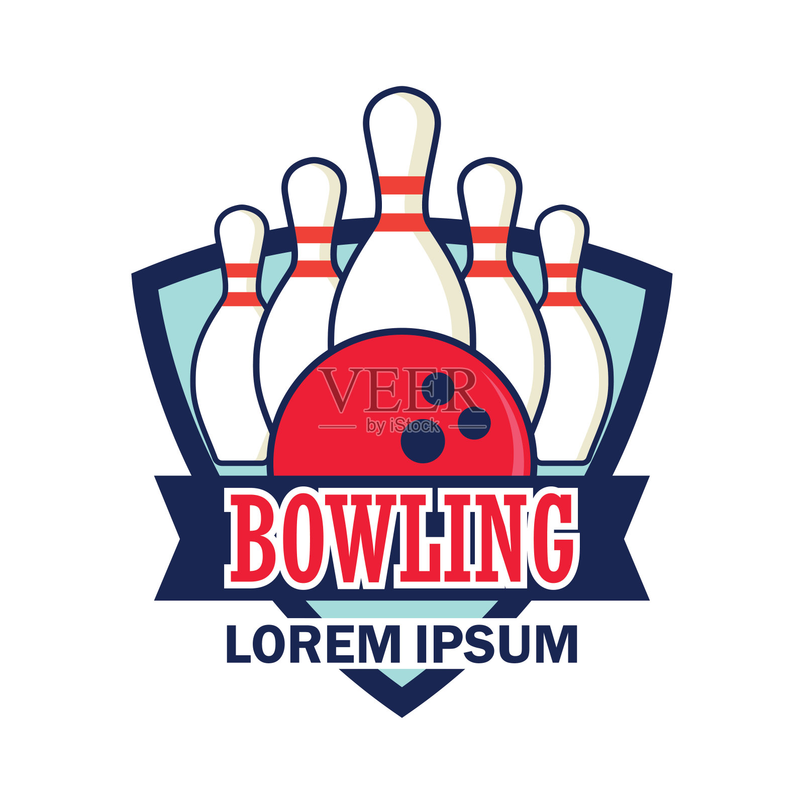 保龄球徽章矢量图插画图片素材