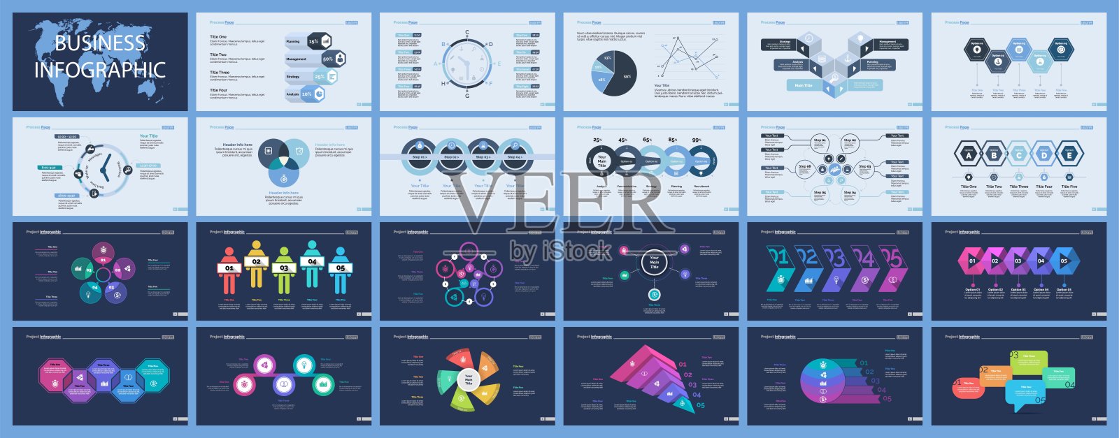 一套管理或团队概念信息图表设计模板素材