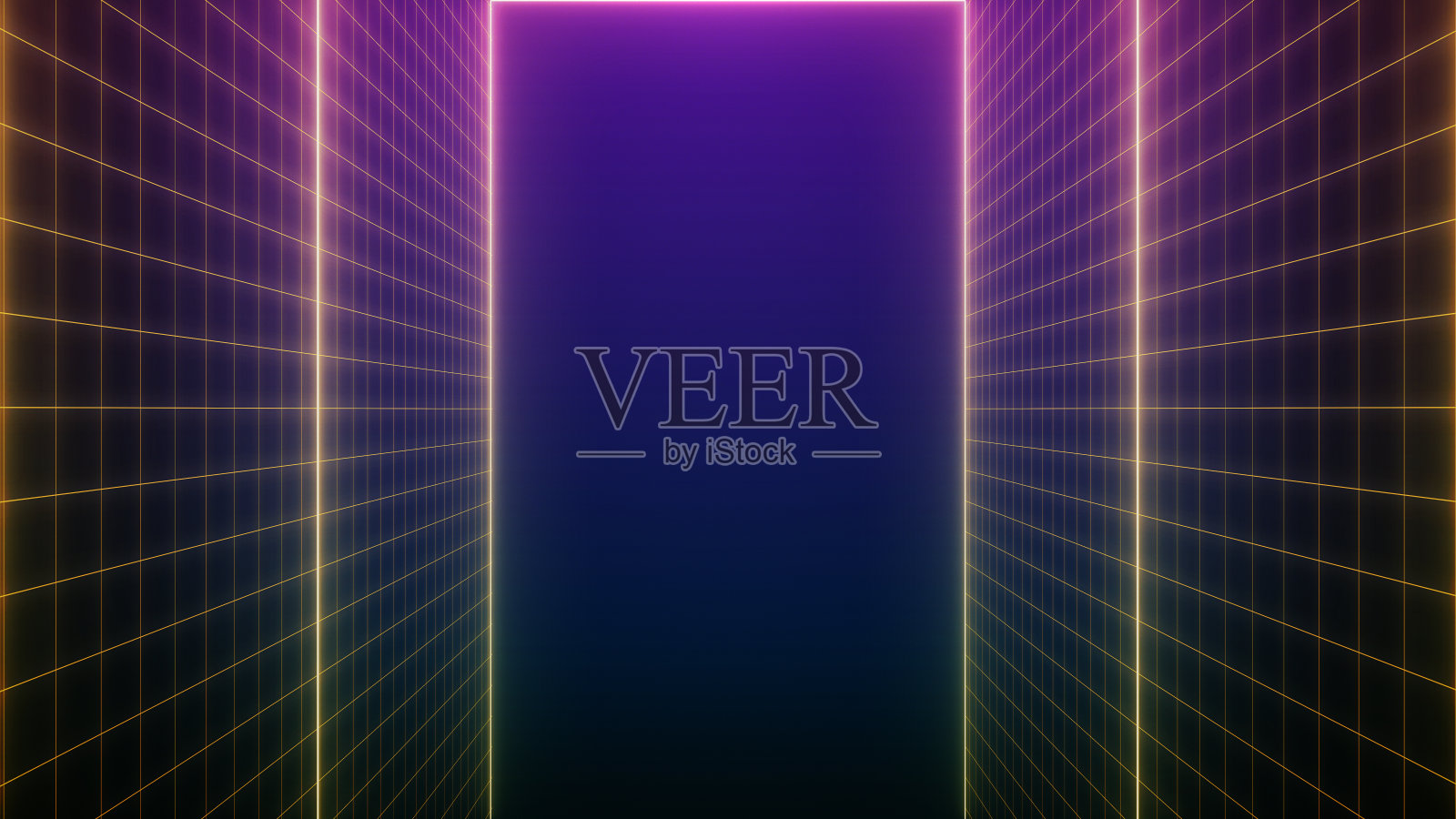 复古科幻背景80年代的未来主义景观。数字网络表面。适合80年代风格的设计插画图片素材