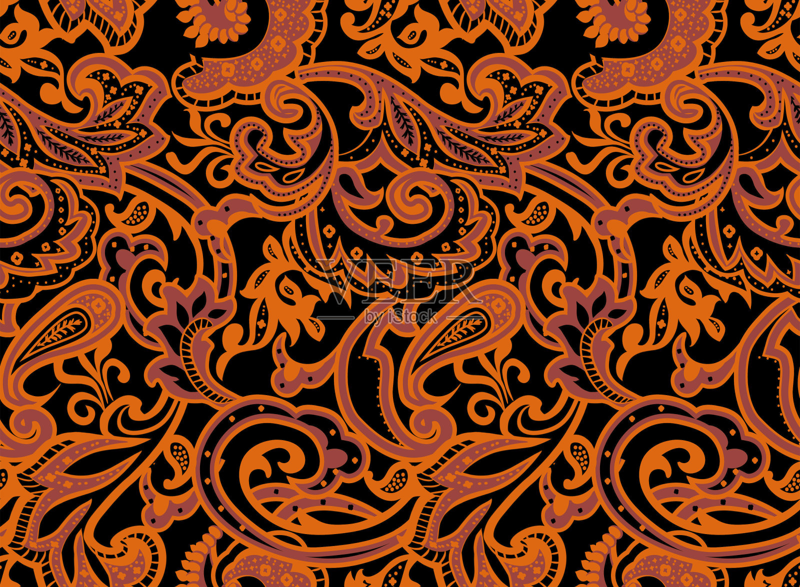 佩斯利无缝模式。种族背景。插画图片素材