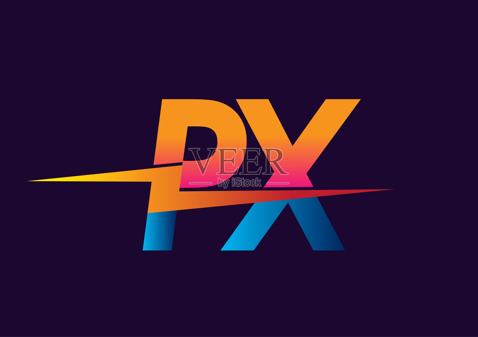 带有闪电图标的首字母类型插画图片素材