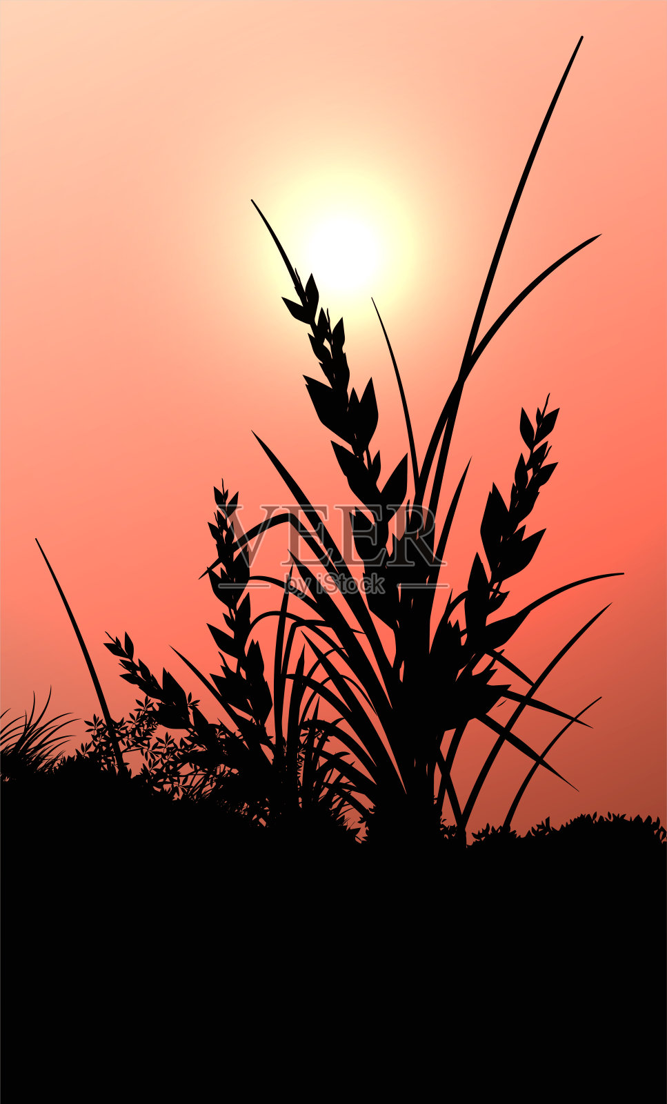 自然剪影森林山地平线山在傍晚日出和日落风景壁纸插图矢量风格彩色的视图背景插画图片素材