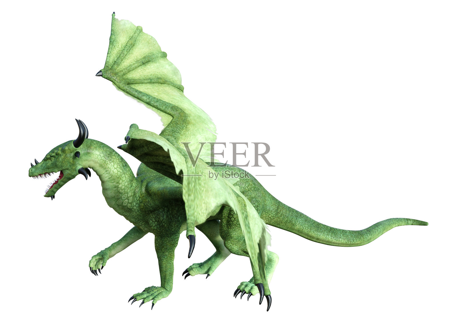 3D插图幻想龙在白色照片摄影图片