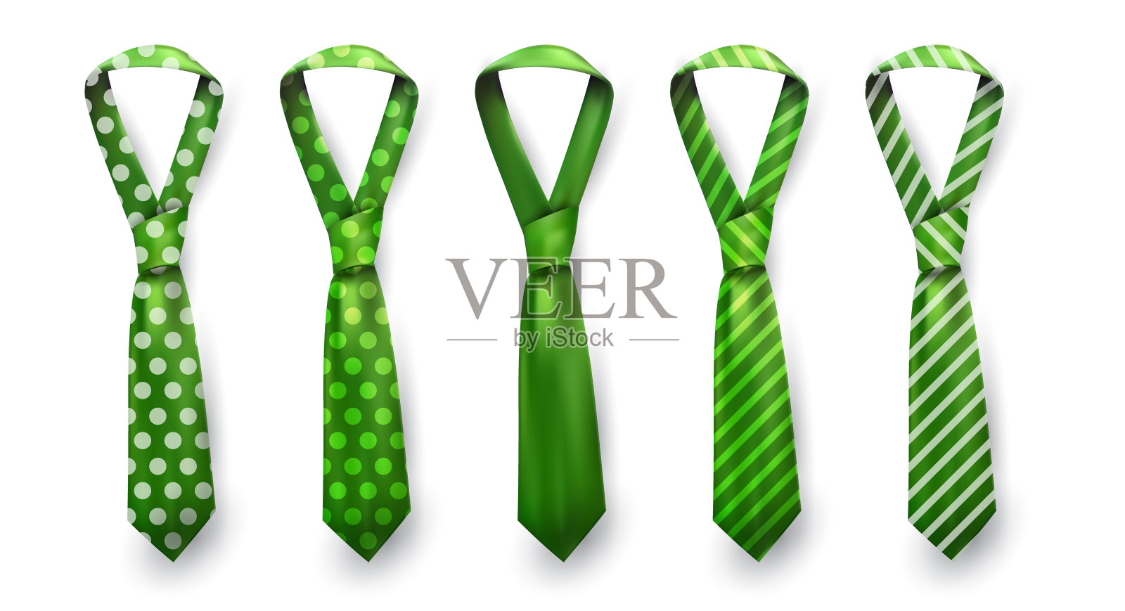 现实向量丝绸缎子条纹和点领带集插画图片素材