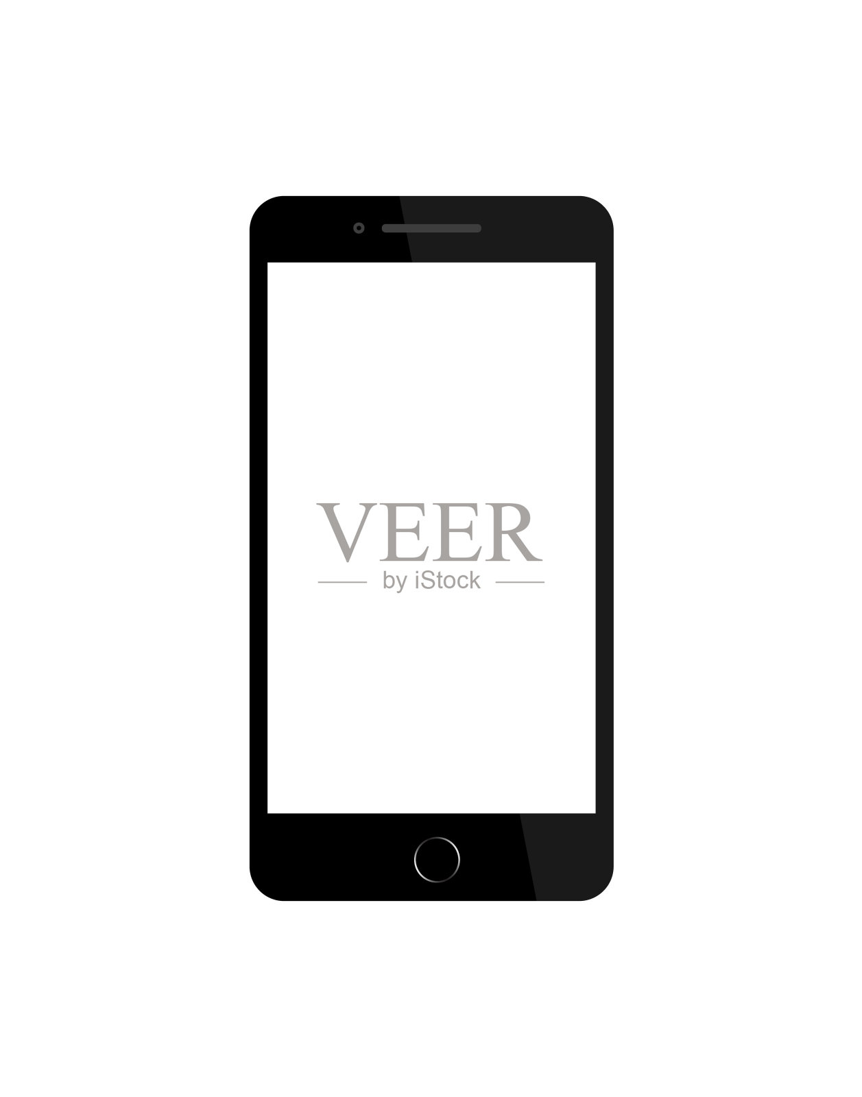 黑色手机在孤立的背景模型风格。黑屏智能手机。网站手机线框模板。矢量图设计元素图片