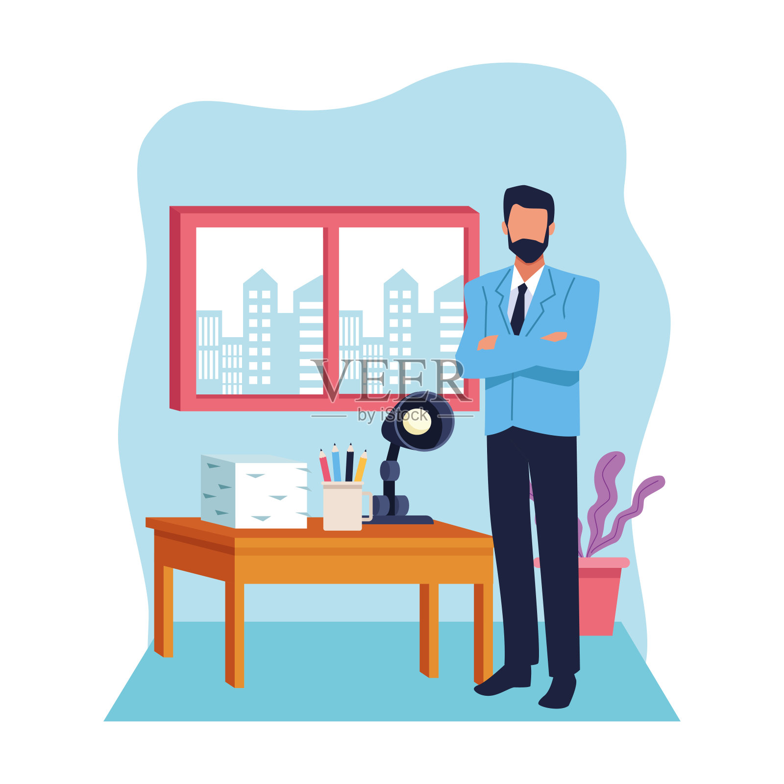 商业专业行政工作卡通插画图片素材