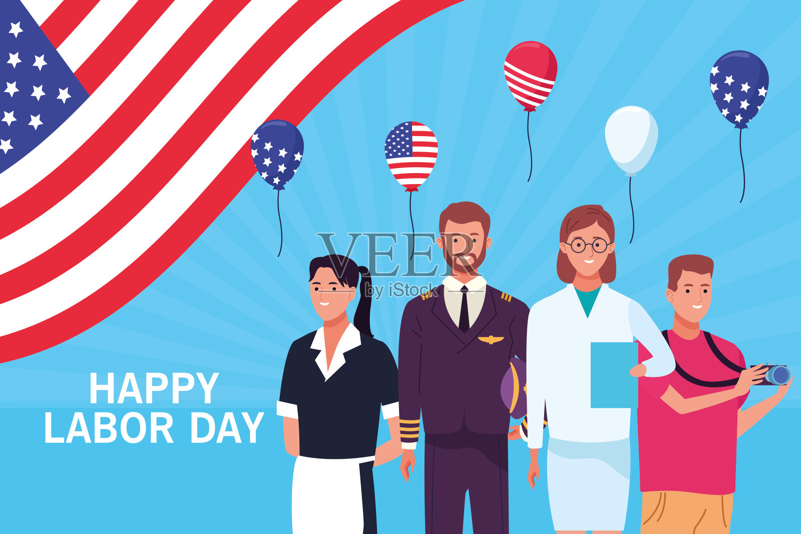 劳动节快乐卡，美国假期设计模板素材