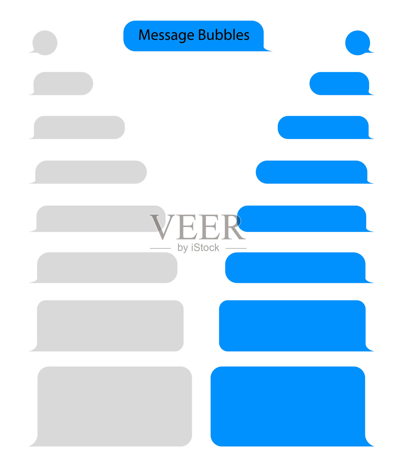 短信泡泡聊天的文本，短信。聊天messenger在泡沫形式在平面风格。空白信息的文本网页，电话。矢量图插画图片素材